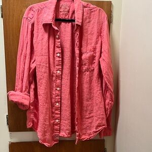 Abercrombie & Fitch 100% Linen ls Vibrant Pink Button Down Shirt Mens XL